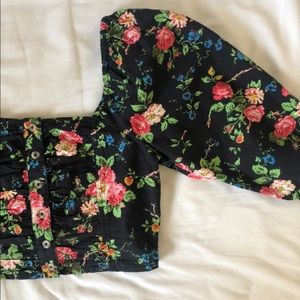 Brand New Urban Outfitters black floral top
